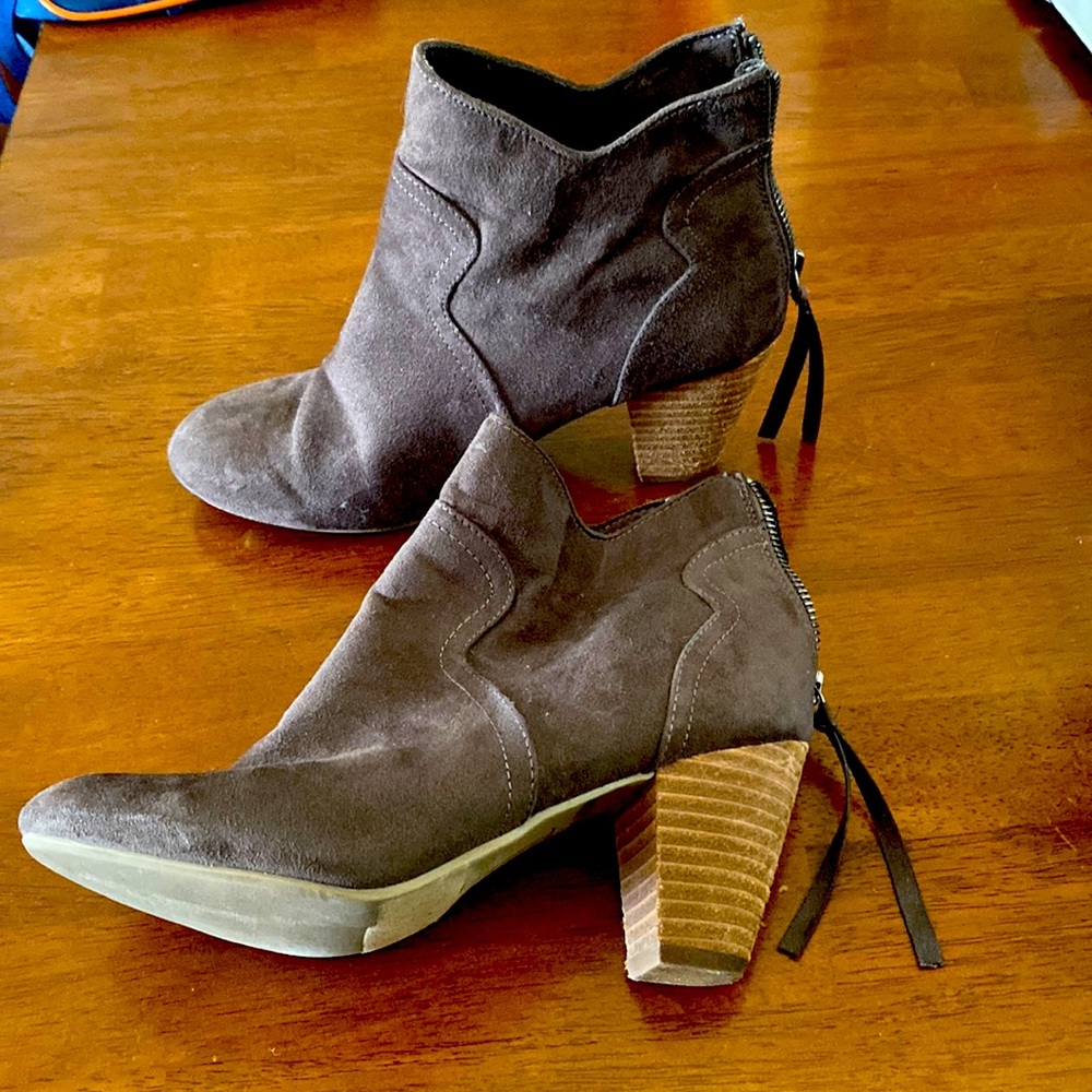 Brown suede booties in excellent condition.